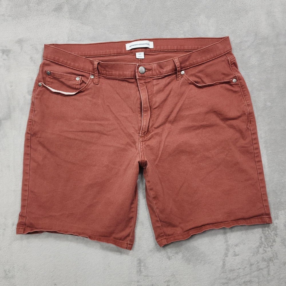 Amazon Essentials Shorts Mens 38 Brown Denim 5 Pocket Stretch 9 Inseam Casual